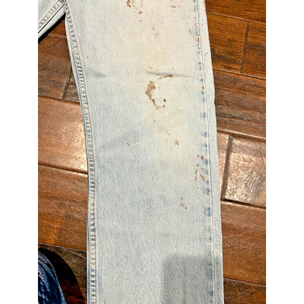 VTG 2001 Levi's 505 Straight Leg Jeans Paint Splatter 33x29 Made in Mexico 33x30
